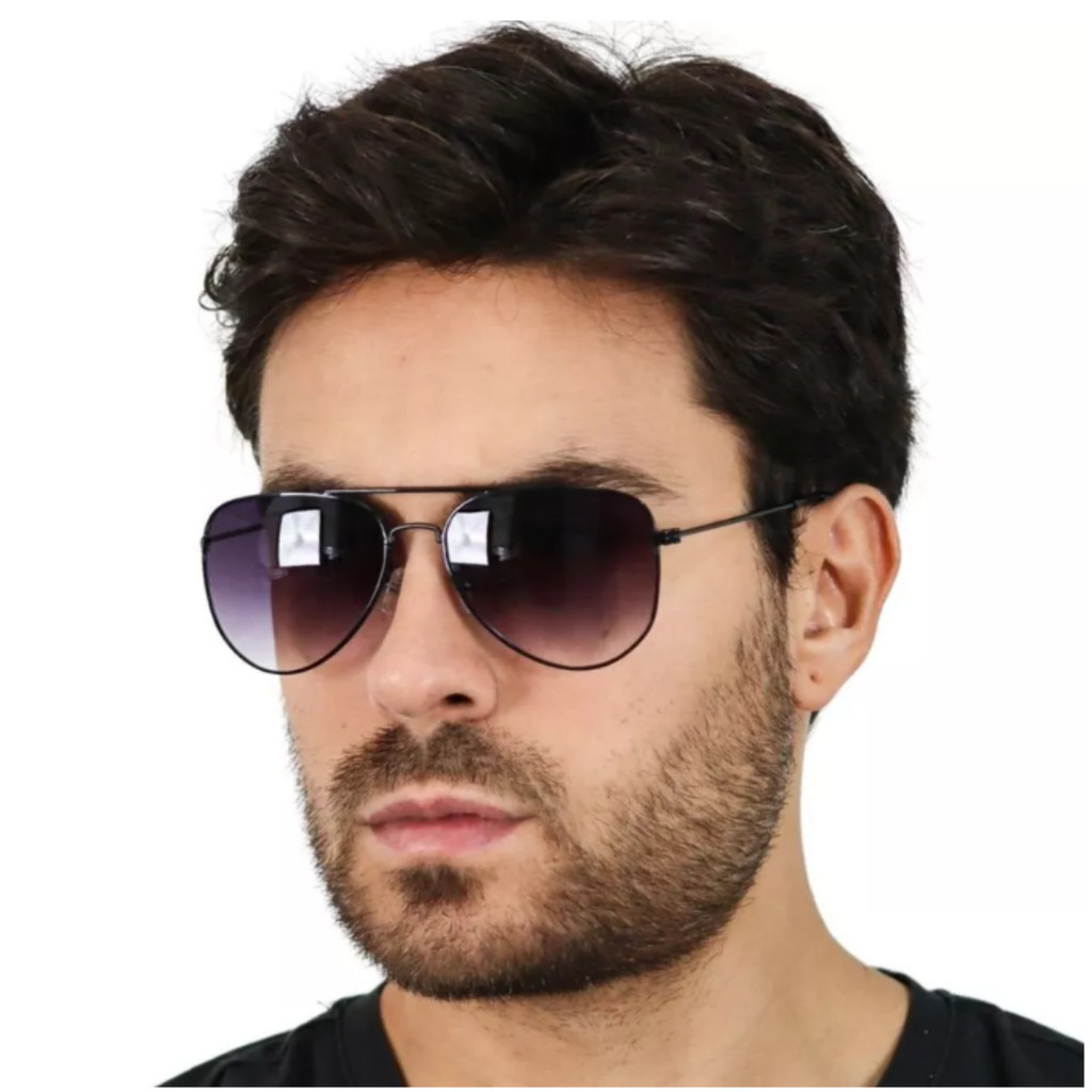 Óculos de Sol Aviador Clássico Masculino Proteção UV400 Moderno em Oferta na Shopee