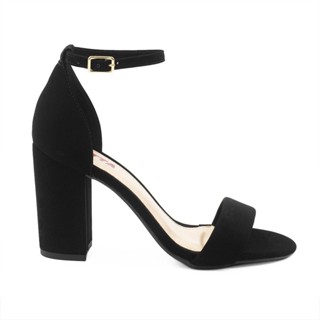 Sandália Salto Bloco Alto Pilar Preto Nobuck em Oferta na Shopee