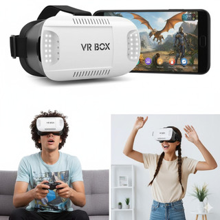 VR Box Óculos 3D Realidade Virtual com Controle Bluetooth Compatível com Smartphones