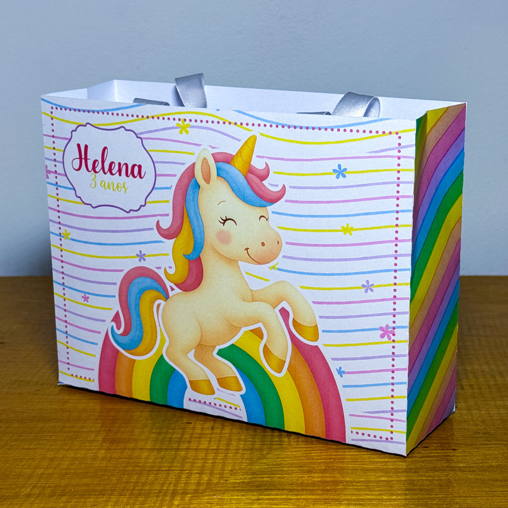 Kit Sacolinhas Surpresa UNICORNIO - Personalizada - Pegue e Monte - Lembrancinha Festa