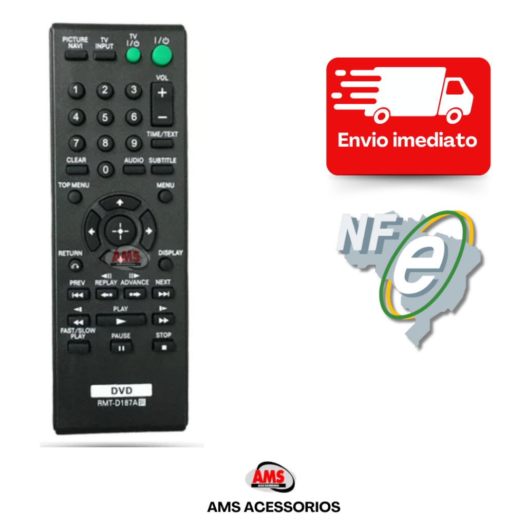 Controle Remoto Para Dvd Sony D187a Dvp-sr200p Dvp-sr320