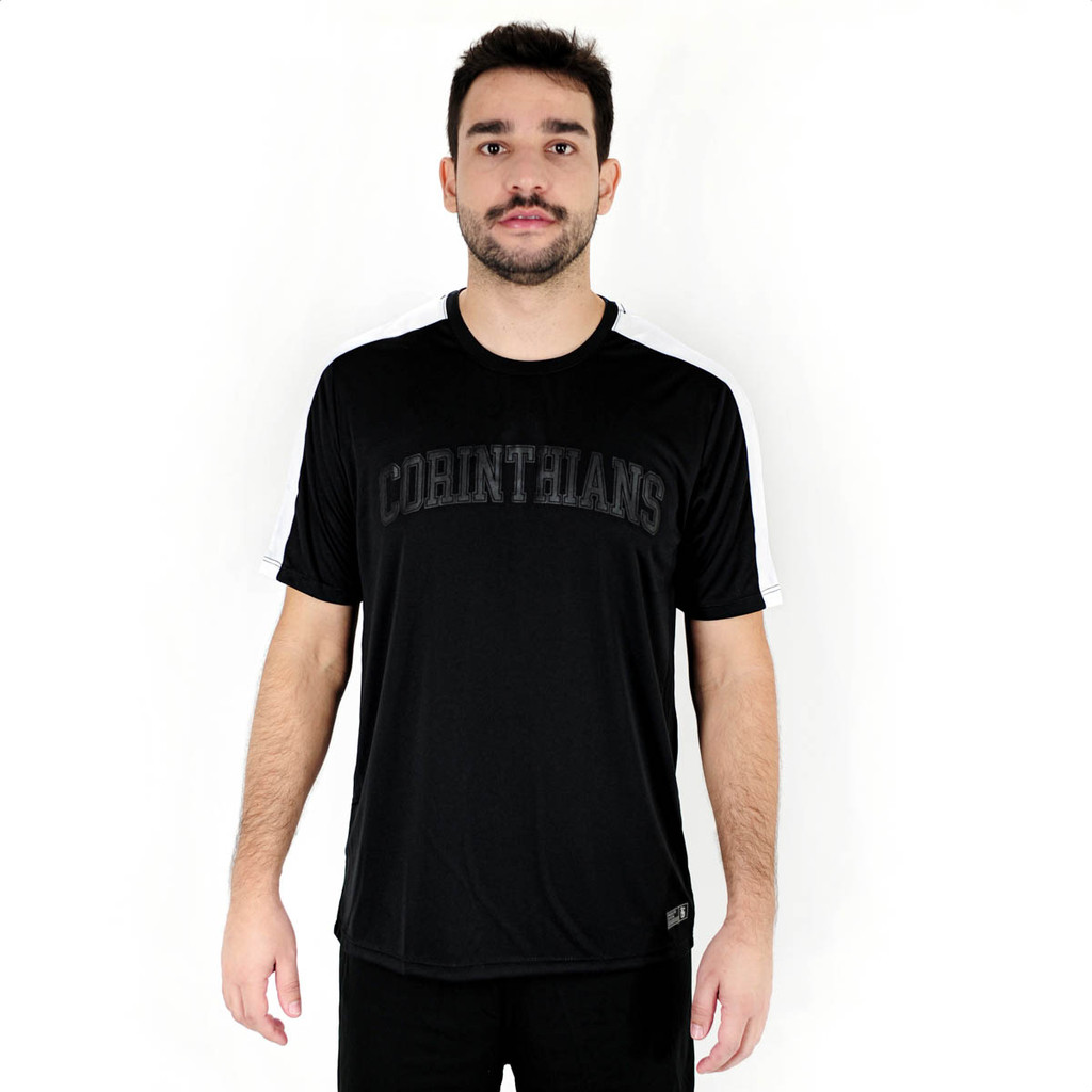 Camiseta de Time Coimbra Corinthians Gola Careca Preto - Masculino