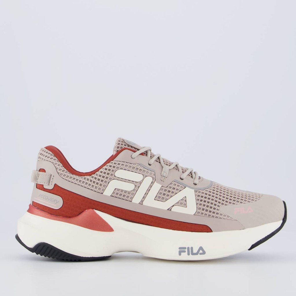 Tênis Fila Recovery Feminino Bege e Bordô em Oferta na Shopee