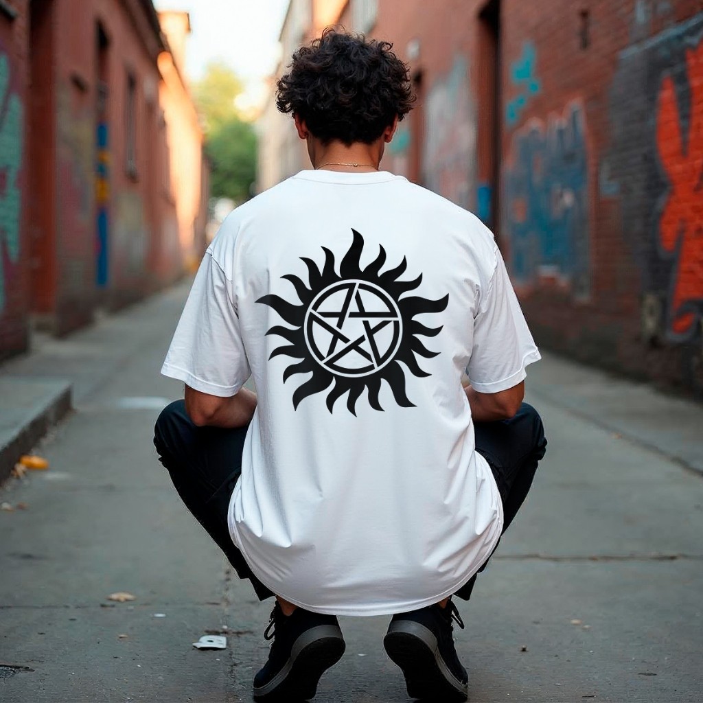 Camiseta Oversized Supernatural Estilosa 100% Algodão Fio 30.1 Caimento Solto Unissex Confortável