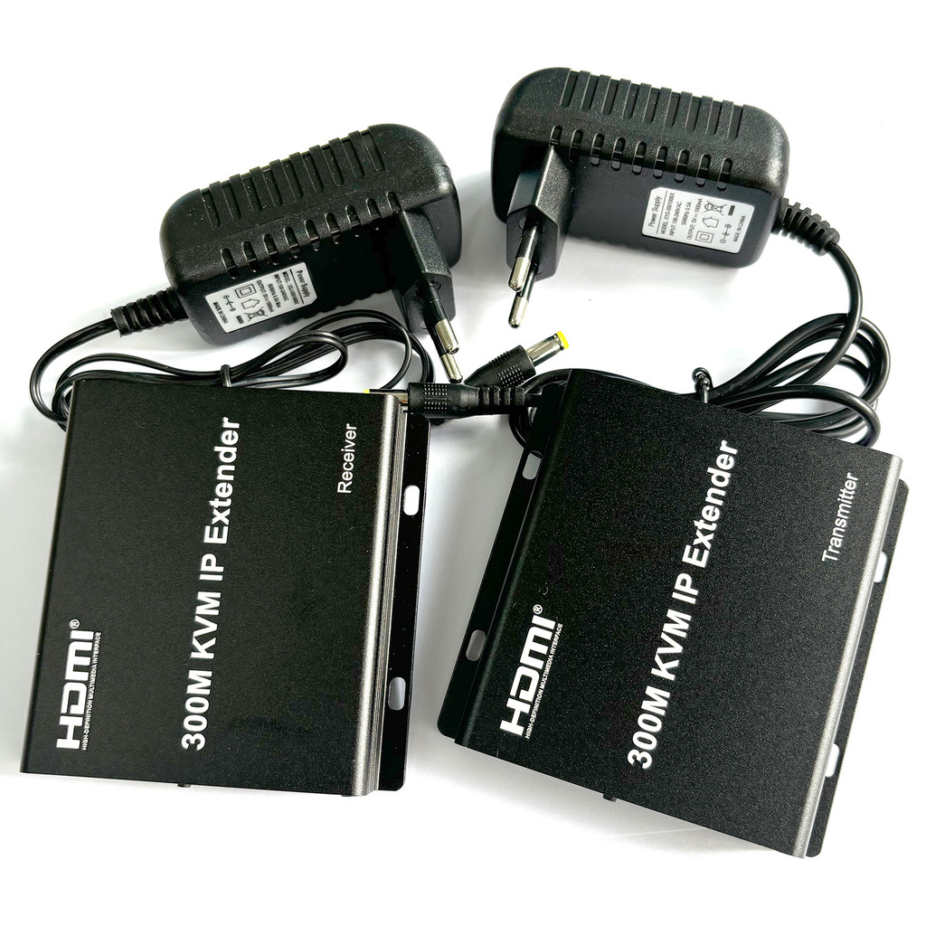 Extensor HDMI KVM 1080P Sobre IP Rj45 Cat6 Cabo Ethernet 300M Transmissor De Vídeo Receptor Suporte laptop PC Teclado US