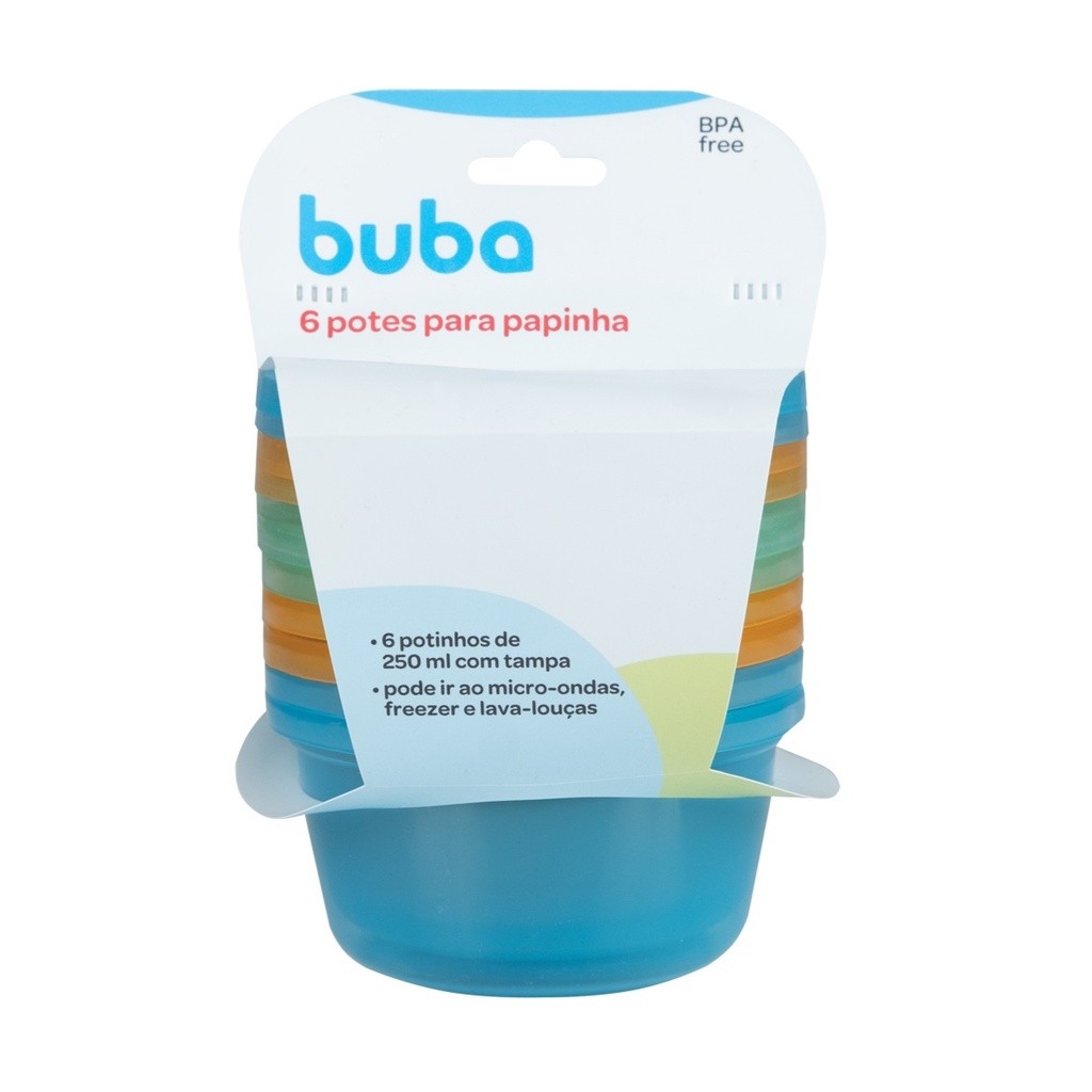 Kit 6 Potes Papinha Armazenar Congelar Bebê Com Tampa Potinhos Buba