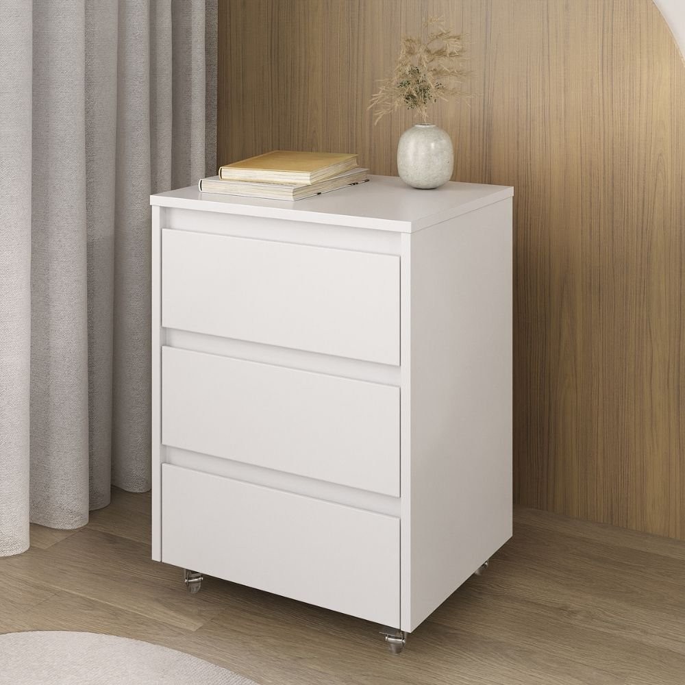 Gaveteiro para Escritório 3 Gavetas com Rodízios Cáli  Branco em Oferta na Shopee