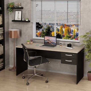 Mesa De Escritório Escrivaninha com Gaveta 160x60cm Tampo 30mm Carvalho em Oferta na Shopee