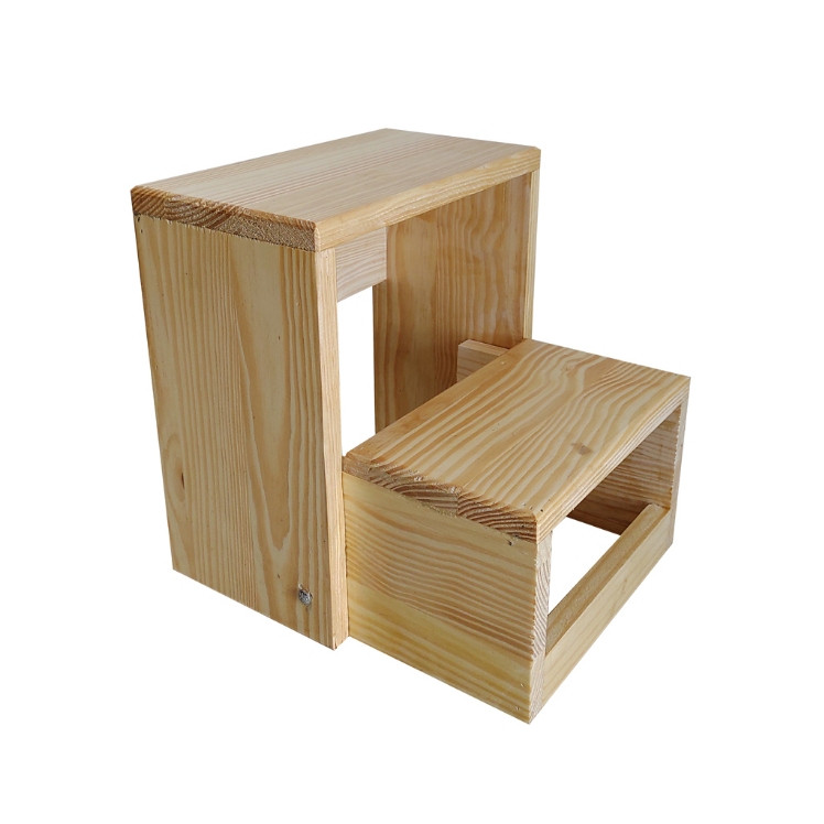 Banquinho Infantil Escadinha Madeira Pinus Resistente Criança Pia Escovar Dentes Lavar Mãos