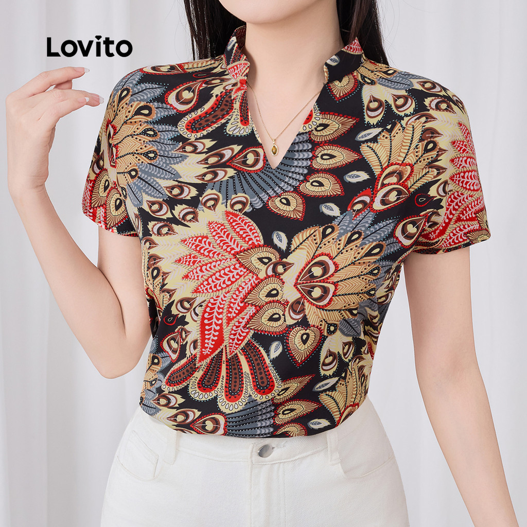 Lovito Blusa Boho Plicada Primavera/verão para Mulheres L142ED448 em Oferta na Shopee
