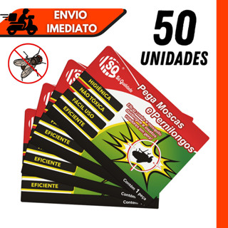 Kit 10/20/30/40/50 Pega Mosca Armadilha Adesiva Mosquito Inseticida – Eficiente em Oferta na Shopee
