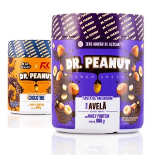 Kit 2x Pasta De Amendoim Com Whey Protein 600g Dr Peanut SABOR:AVELÃ + CHOCOTINE em Oferta na Shopee