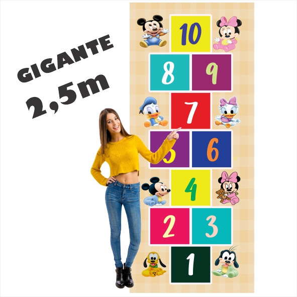 Lindo Tapete Jogo da Amarelinha Infantil Mickey Turma Baby, Presente, Menina Menino Aniversário Dia das Crinças, Natal,