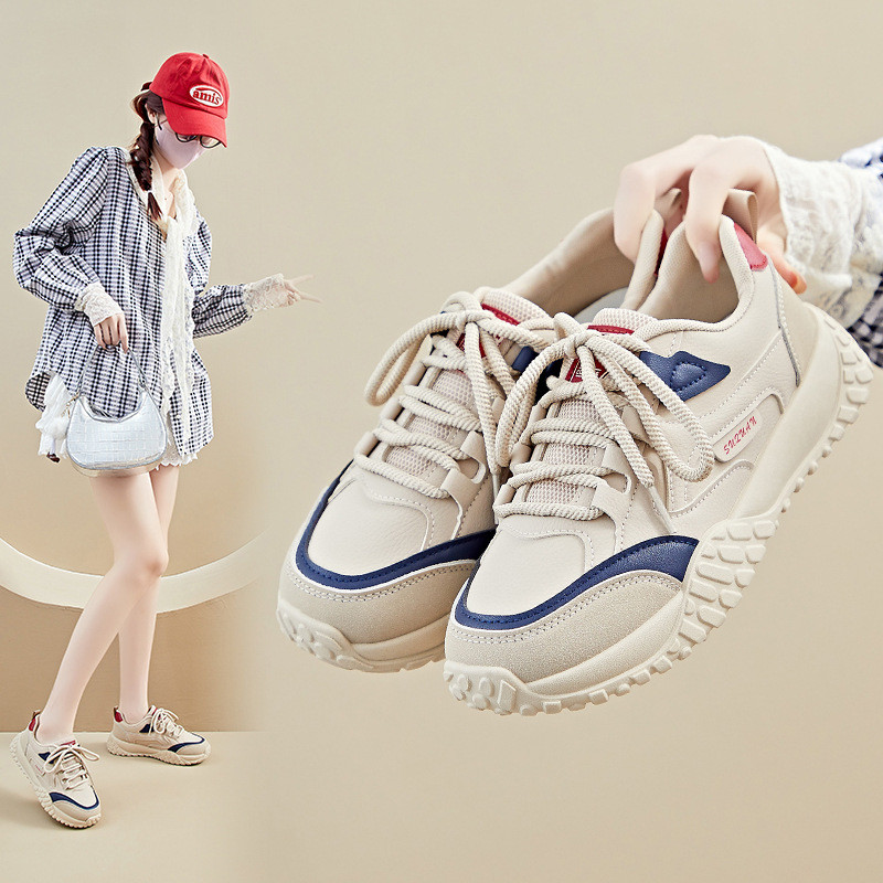 Ins versão coreana novo estilo papai sapatos femininos 2025 outono estudante esportes correndo lazer rua tiro sola gross