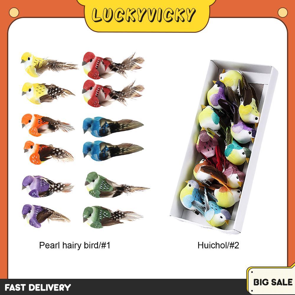 12 Pçs Pena Espuma Pássaros Decoração Da Árvore Mini Artificial Pássaro Jardim Ornamentos Para DIY Artesanato Acessórios