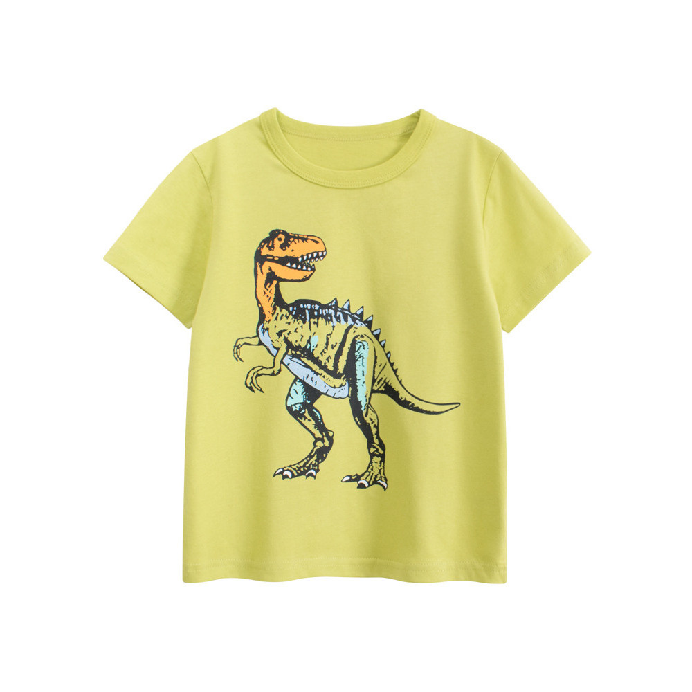 27 crianças puro algodão crianças camiseta de manga curta verão novo estilo menino roupas dos desenhos animados dinossau