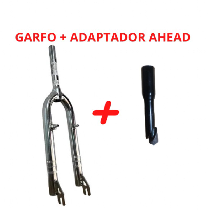 Garfo Rígido Cromado Aro 26 para Bicicleta com Suporte Freio Ferradura e V-Brake