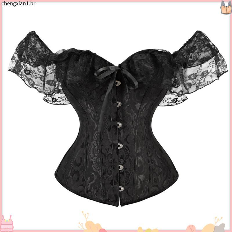 Mulheres Jacquard Underbust Espartilho Tops Oferta Ombro Strapless Buckle Bustier Espartilho Lace Sexy Tank Crop Top