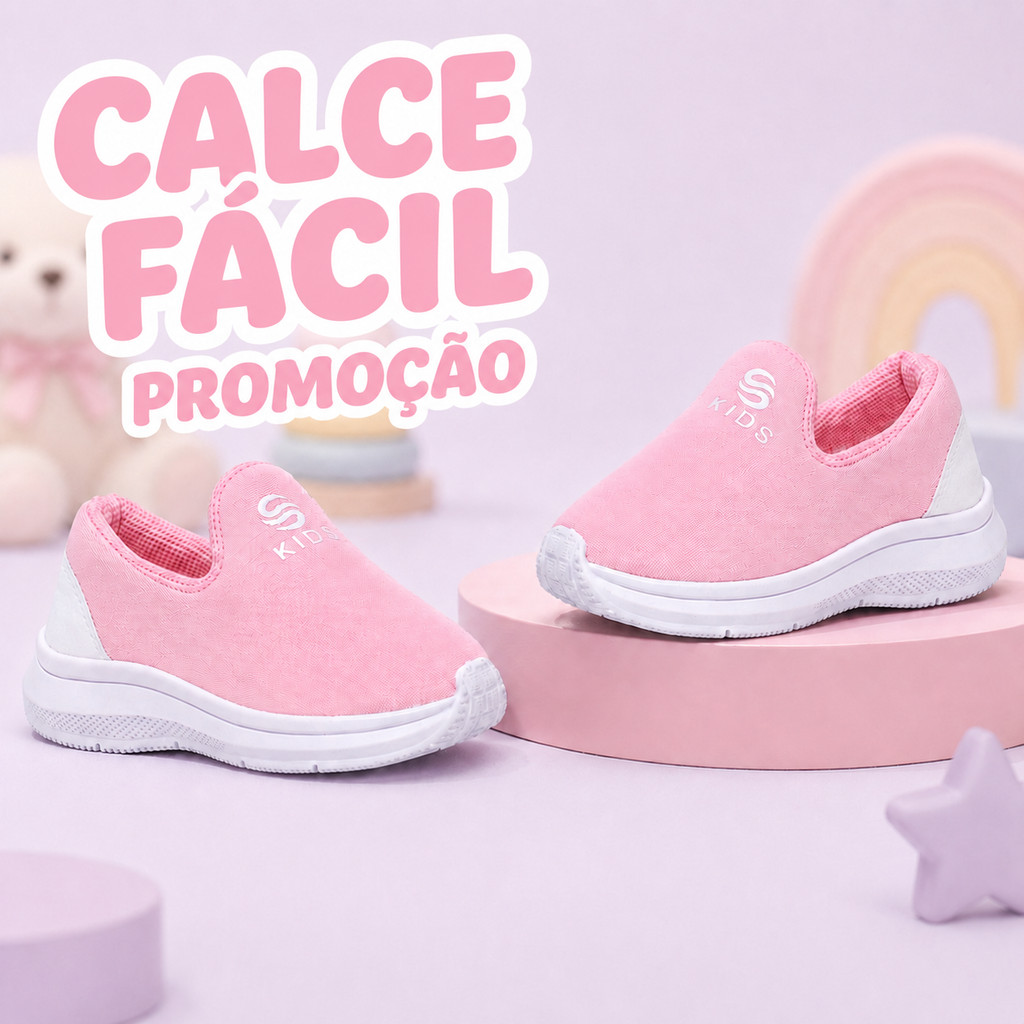 Tênis Sapato Kids Infantil Menina Casual Macio Antiderrapante Do 26 ao 33 Para Escola