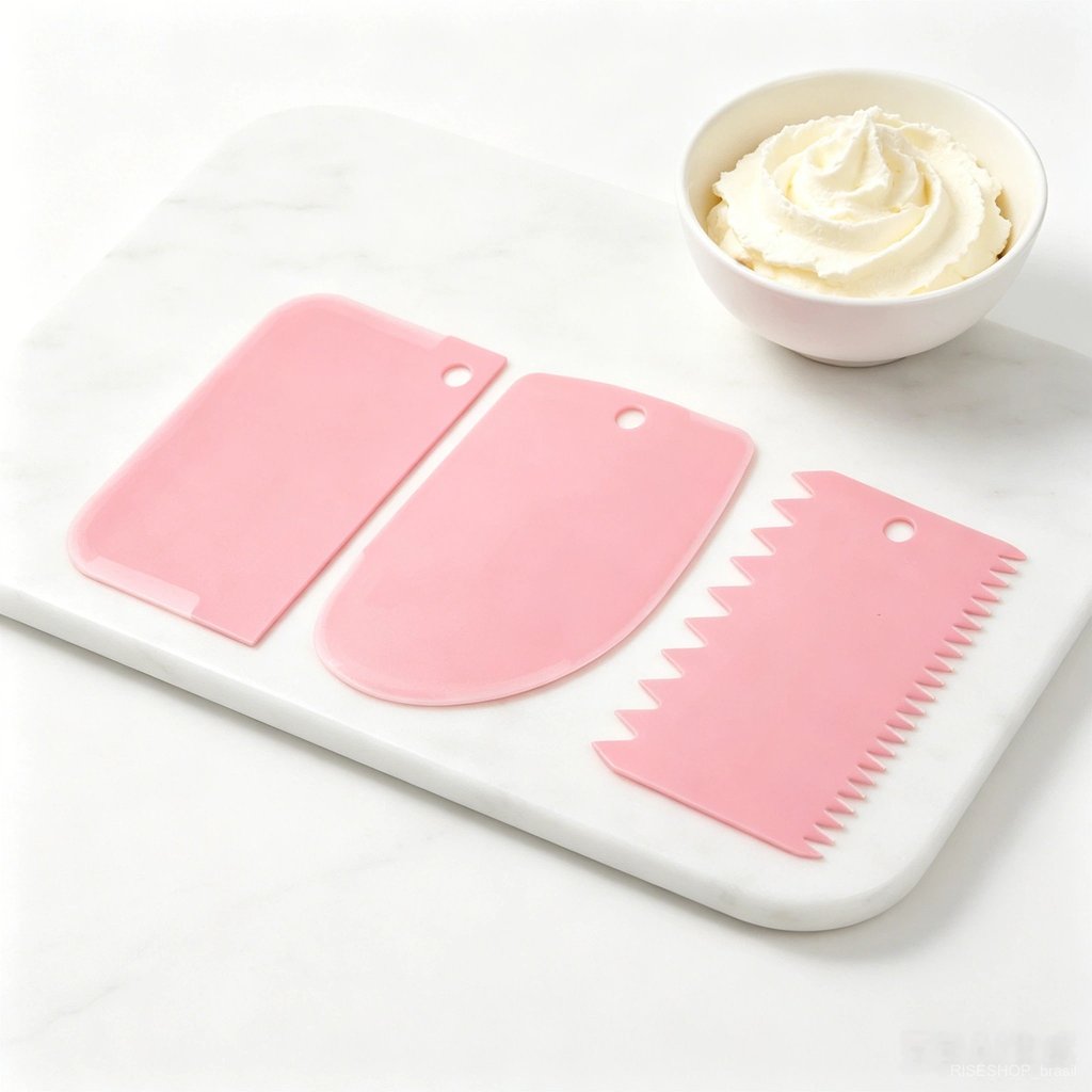 3 Pcs Raspadores de Bolo Plástico Para Confeitaria Chantilly Creme Massa