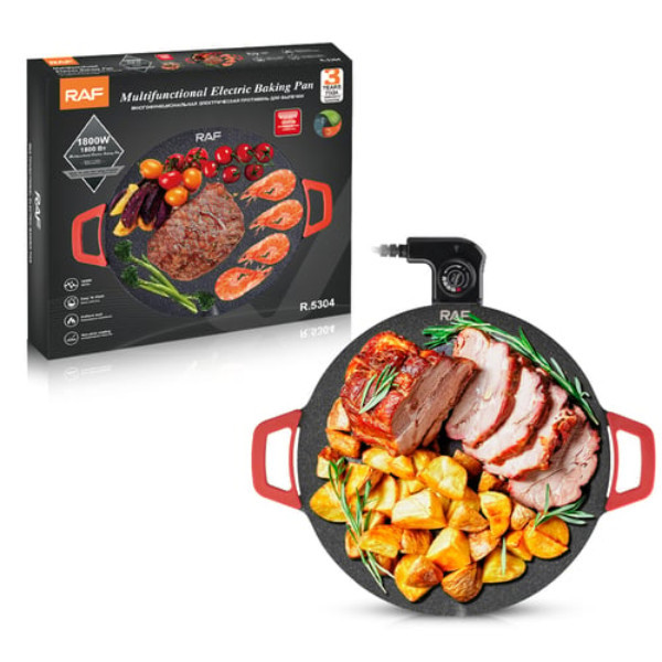 Churrasqueira Eletrica chapa  grill Raf R.5304 Grill Multifunctional / 1800W / 36CM / 220V - Preto