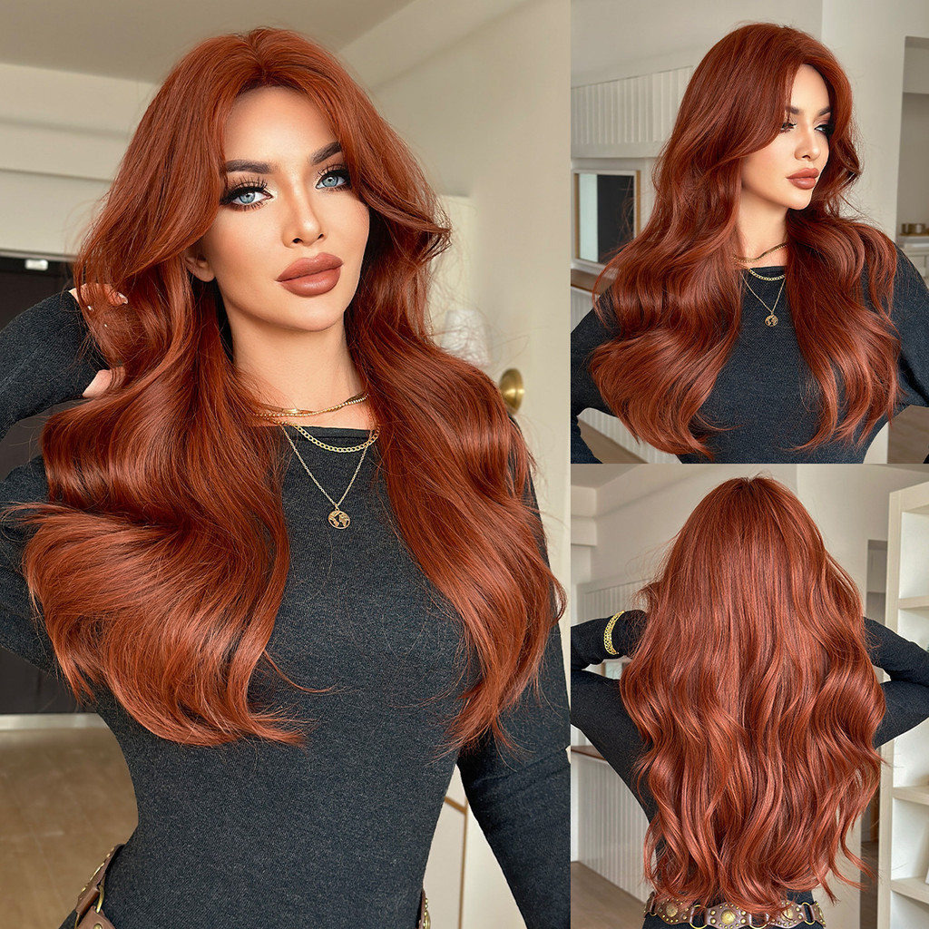 Franja cabelo encaracolado laranja vermelho menina fofo pequena peruca vermelha cabelo longo oito caracteres chapelaria