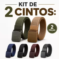 Kit 2 Cintos Táticos Masculinos 120cm Com Fivela de Engate Rápido Ajustável em Nylon Resistente