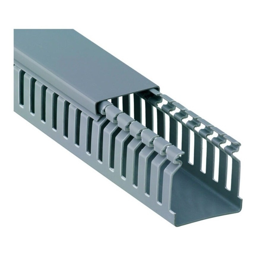 Canaleta Elesys 80x80mm 2 Metros Recorte Aberto Cinza Resistente para Organizacao de Cabos