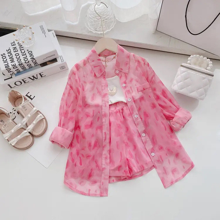 Terno Para Meninas , Roupas De Proteção Solar Infantil , c Jaqueta De Chiffon , Shorts De Manga Comprida , Conjunto De D