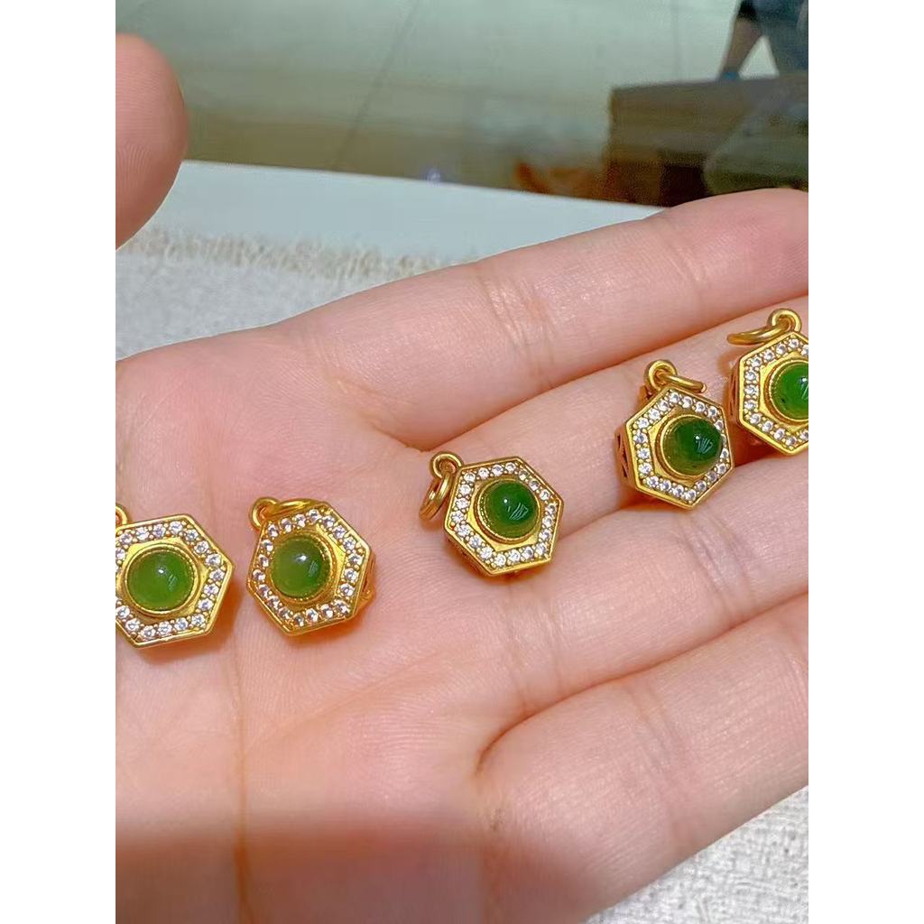 Hetian Jasper diamante pequeno gotejamento artesanal diy acessórios pulseira colar pingente acessórios moda All-Match SH