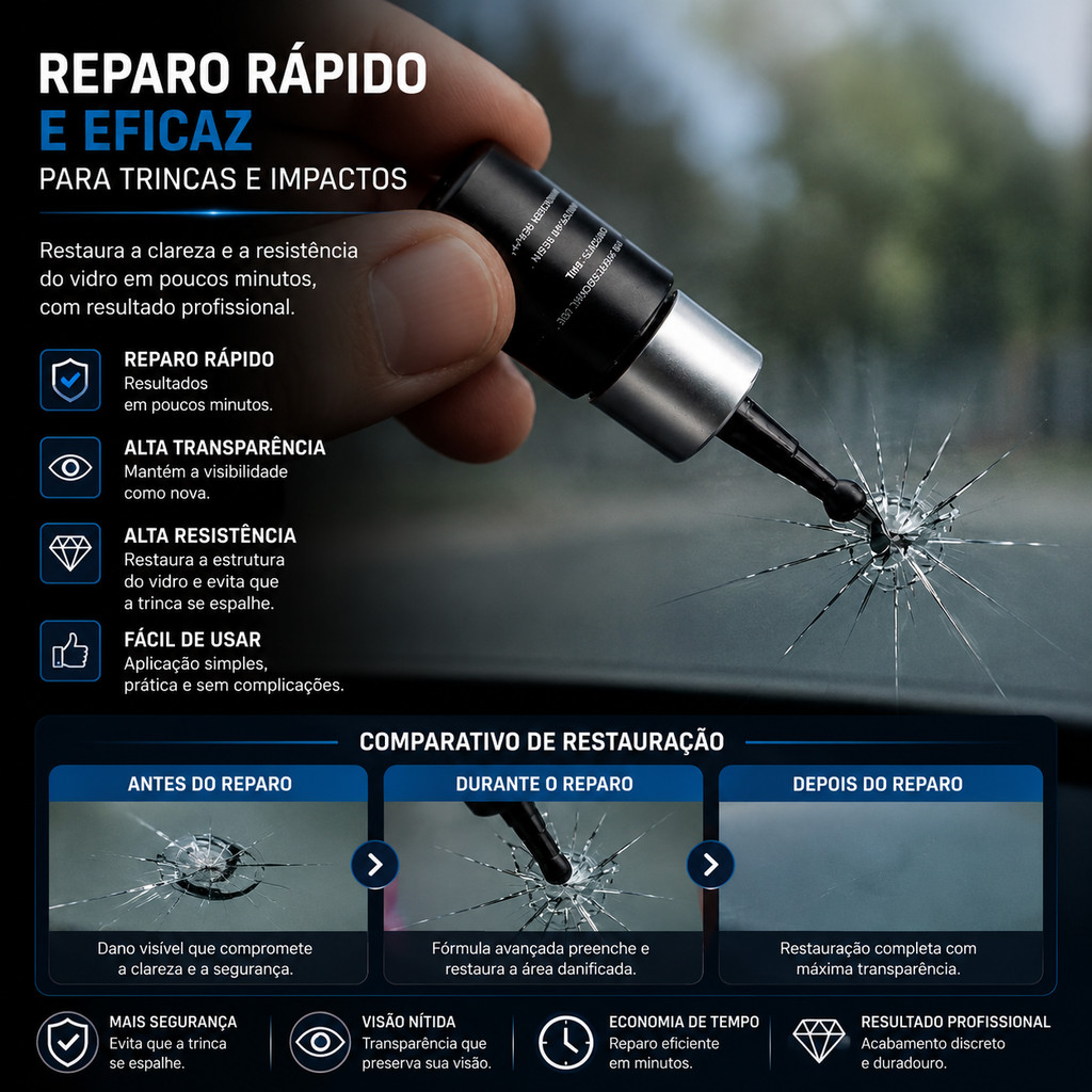 Kit De Reparo De Vidro Do Pára-Brisas Para Carros Ferramenta Prática