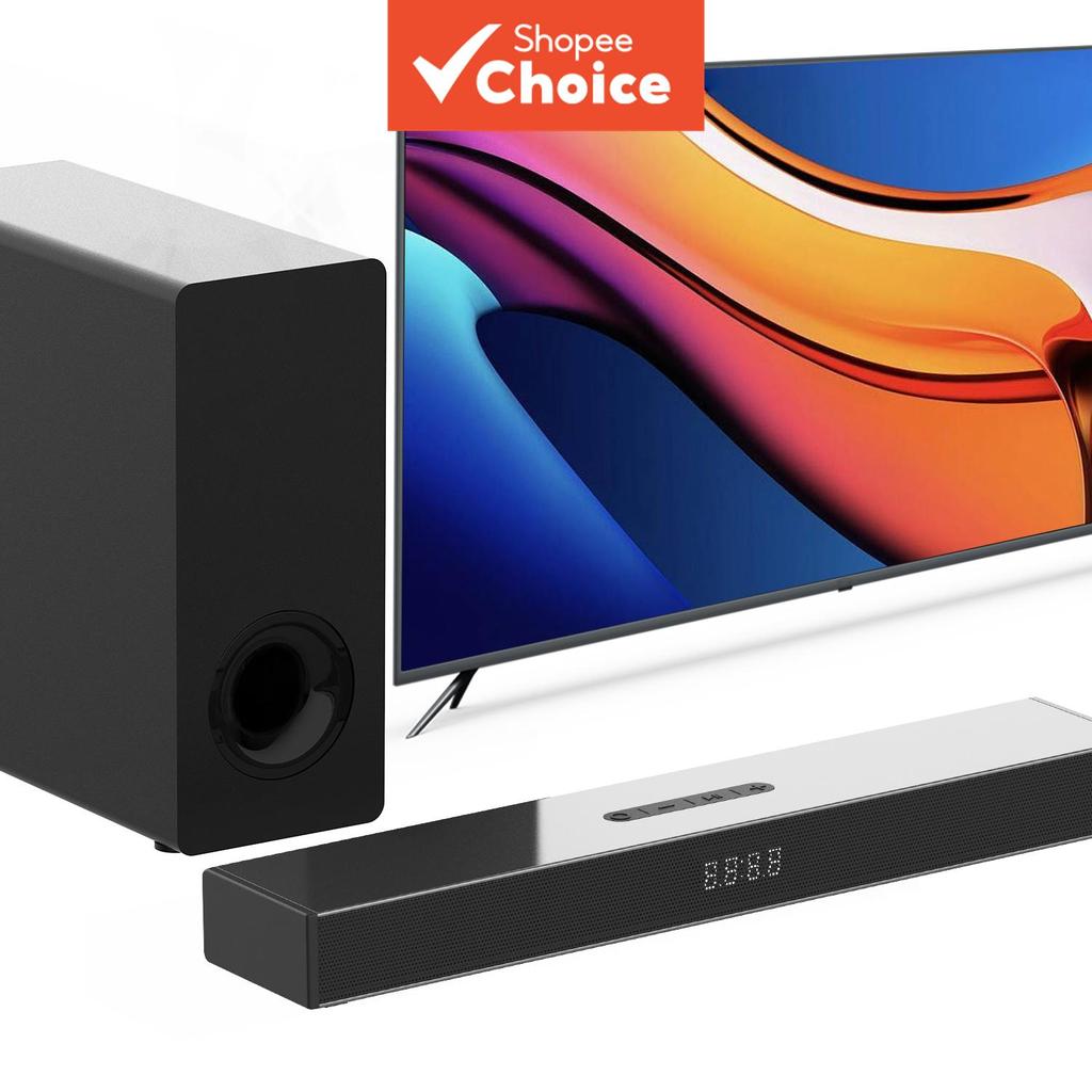 Barra de som potente de 100 W com subwoofer com fio para Smart TV, sistema de som surround com