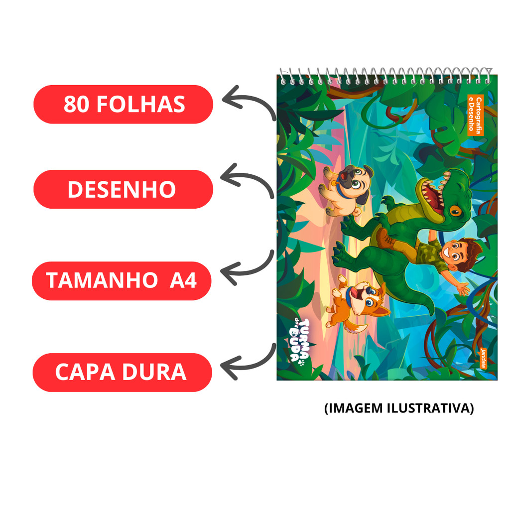 Kit 2 Cadernos De Desenho Universitário Turma Do Duda 80 Folhas - Jandaia CAPA:Futebol/Dino · foto 2