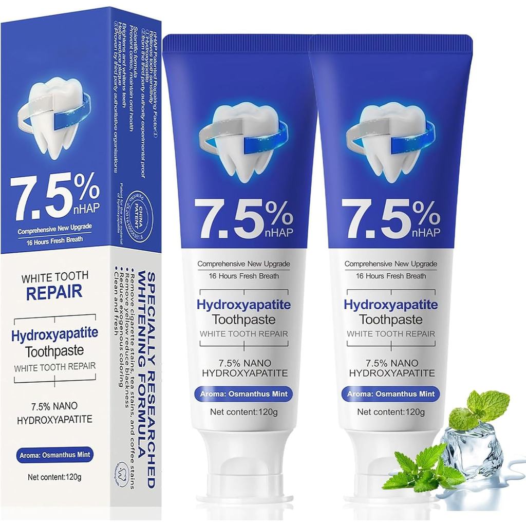 Pasta de Dente Hydroxy Care 2nhap Fresh Apatite Mint 7.5 para Reparação do Esmalte Dental, Limpa a Cavidade Oral, Clarea