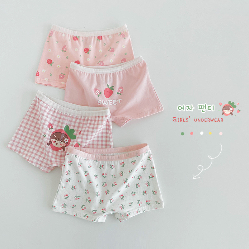[4 pacotes] Roupa íntima infantil primavera outono desenho animado roupa íntima para bebê algodão puro cuecas Boxer fofa