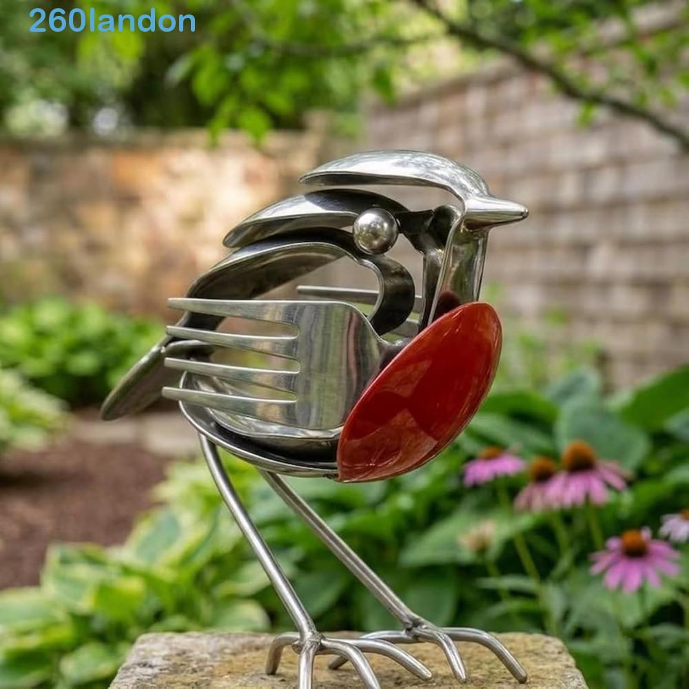 Estátua De Pássaro De Metal De Sucata LANDON , Escultura Robin Vermelha Rústica Artesanal , Estatueta De Arte Resistente