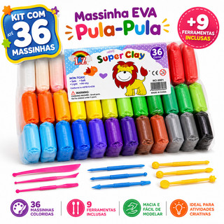 12 a 36 Massinha Argila Pula Pula de E.V.A Super Leve + 3 Ferramentas Brinde Brinquedos E…