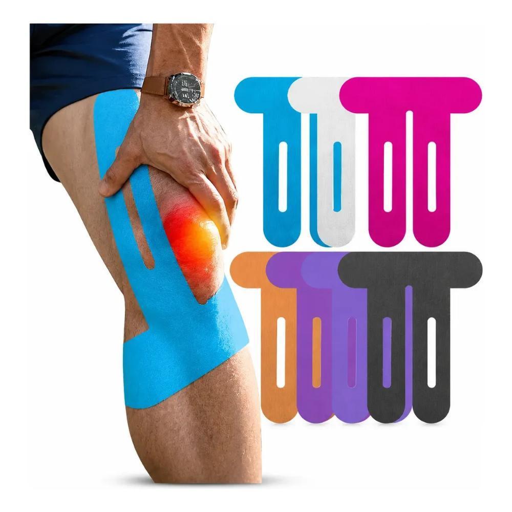 BANDAGEM ELÁSTICA PARA JOELHO FITA ADESIVA ESPORTIVA KINESIO TAPE SUPORTE MUSCULAR RESPIRÁVEL