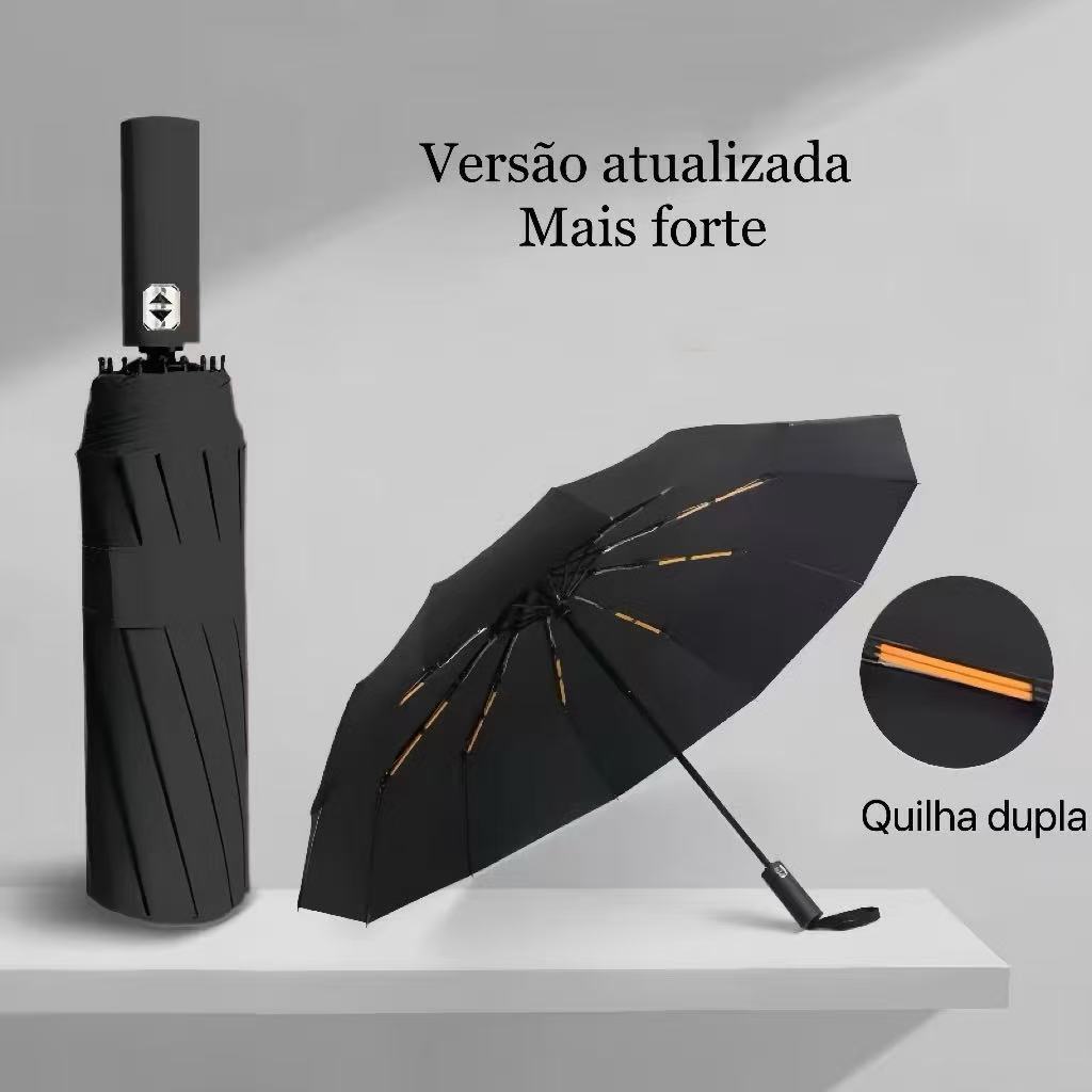 Guarda Chuva Automático Abre E Fecha Reforçado Contra Vento Proteção Solar Blackout Quilha Dupla