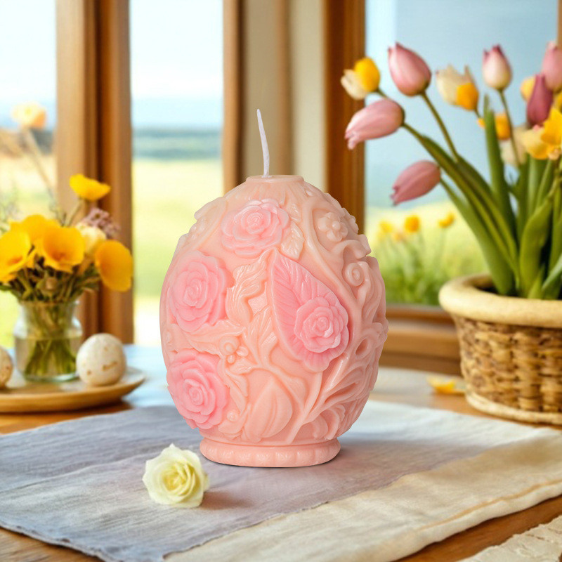3D Rosas Flor Ovo Vela Molde De Silicone Páscoa Tulipas Planta Aromaterapia Gesso Artesanato Presentes Decoração Para Ca