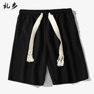 Japonês simples Commuter cor sólida cordão esportes Shorts masculino street Wear rua solta calças de cinco pontos Waffle