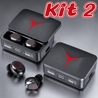 Kit 2 Fone Bluetooth M90 Pro TWS 5.3 Gamer HiFi Sem Fio com Display LED Type-C