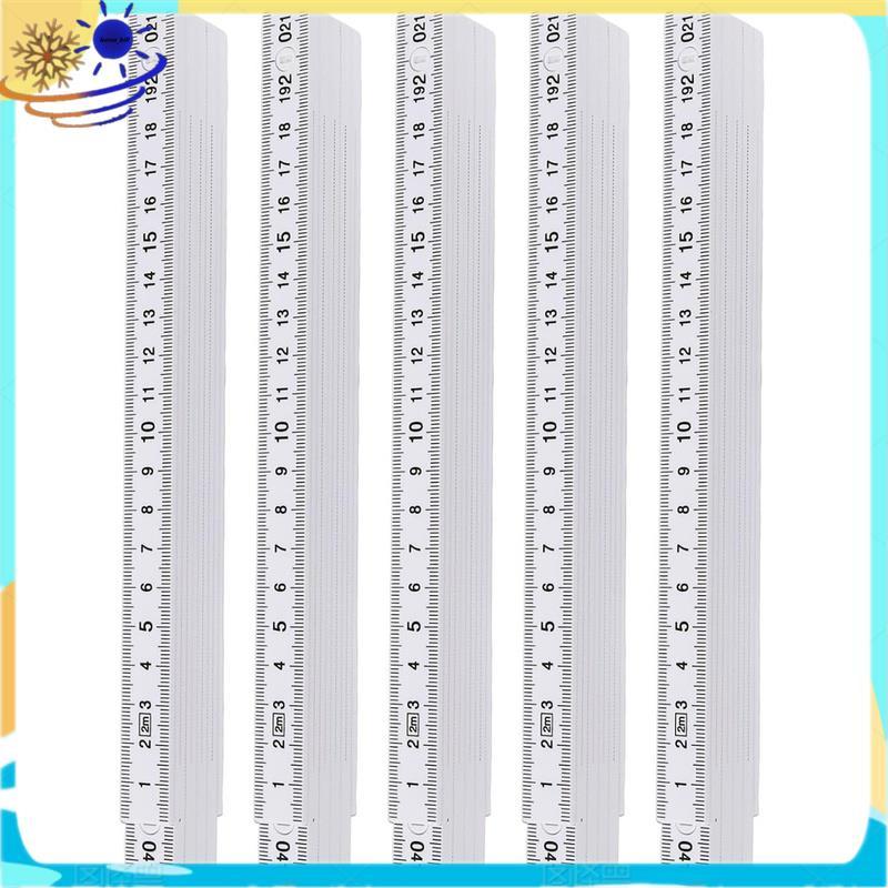 [Le's Shop] Régua Dobrável Branca 5 Peças Compacta 2 Metros 10 Links Medidor De Plástico Vara Carpinteiros Ferramenta