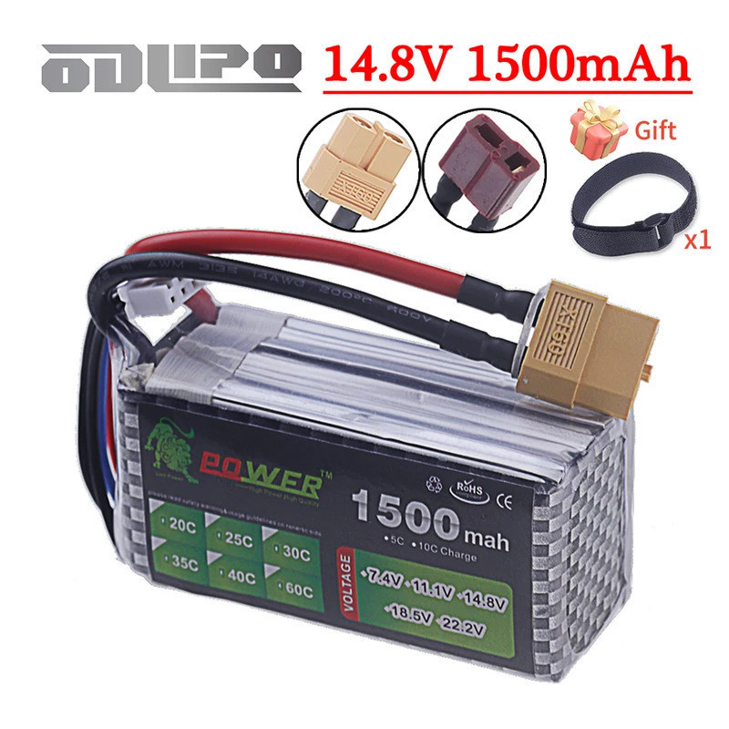Bateria 4S Lipo 14.8V 1500mAh 40C ~ 60C Com XT60 Deans T Plug Para Drone RC FPV Avião Helicóptero Carro Peças De Barco D