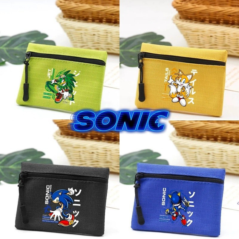 Novo porta-moedas e porta-cartões colorido em tecido Oxford com tema Sonic, presente DVWP.