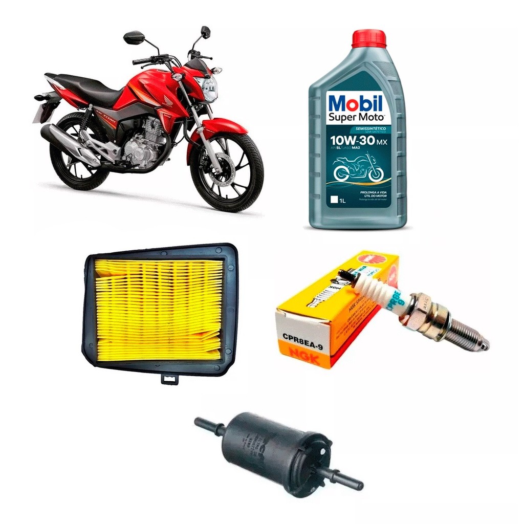 Kit Revisão Start160 Titan Fan Filtro Ar E Gasolina + Vela