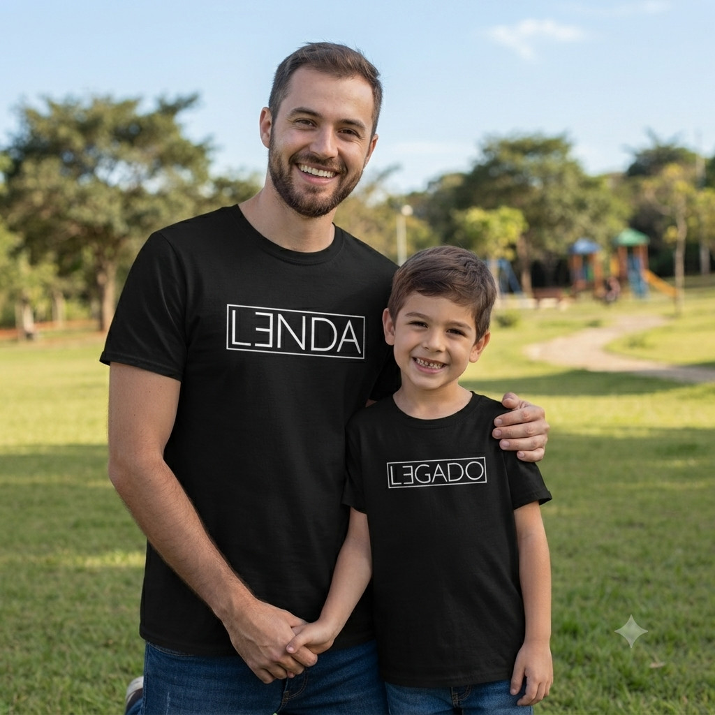 Kit 2 Camisetas Pai e Filho(a) Camiseta  Mãe e Filho (a) 100% Algodão Lenda / Legado