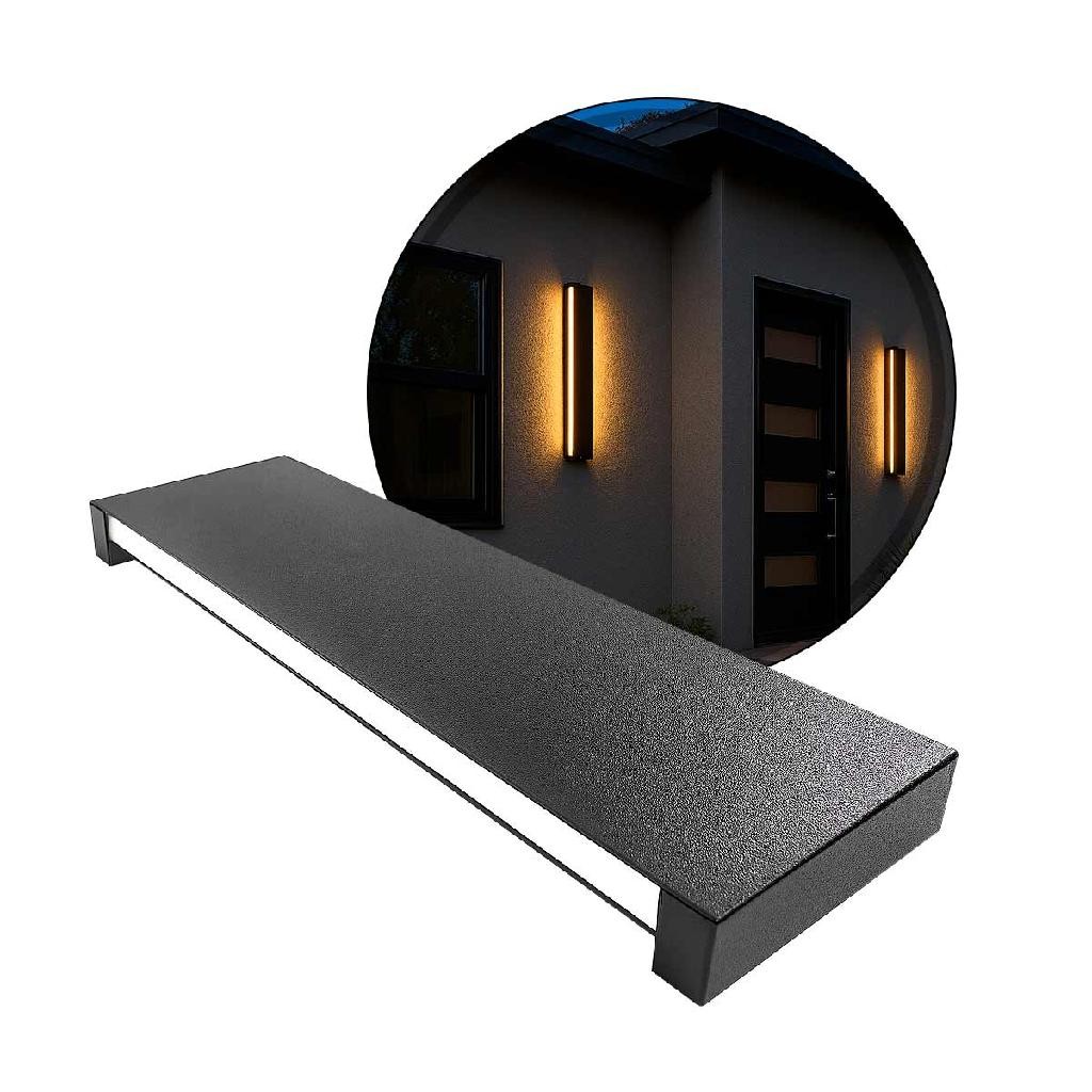 Arandela LED Perfil Flush Wall 24W Luz Quente Starlumen ST3233 - Preta