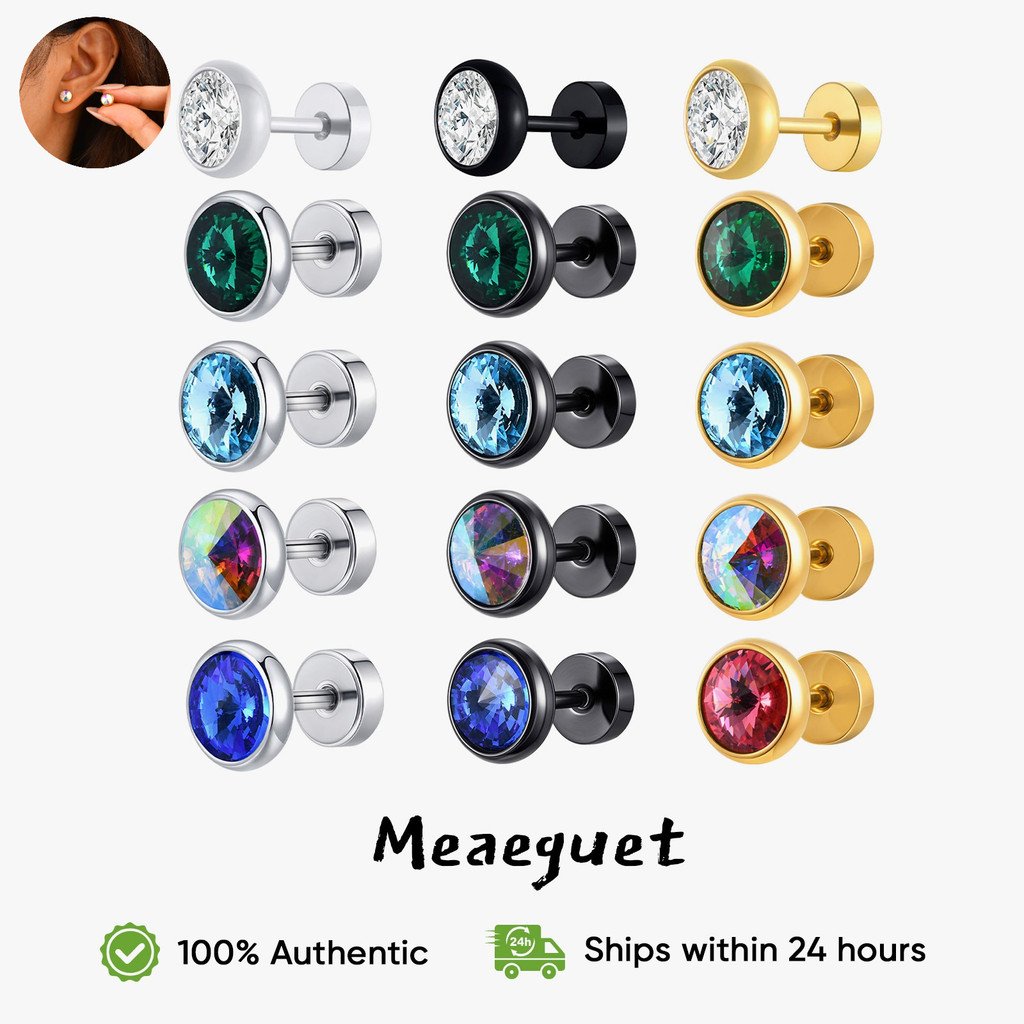 Brincos De Zircão De Cor Verde Preto/Ouro Prata material De Aço Inoxidável Protetores De Orelha E Antialérgicos Para Hom em Oferta na Shopee