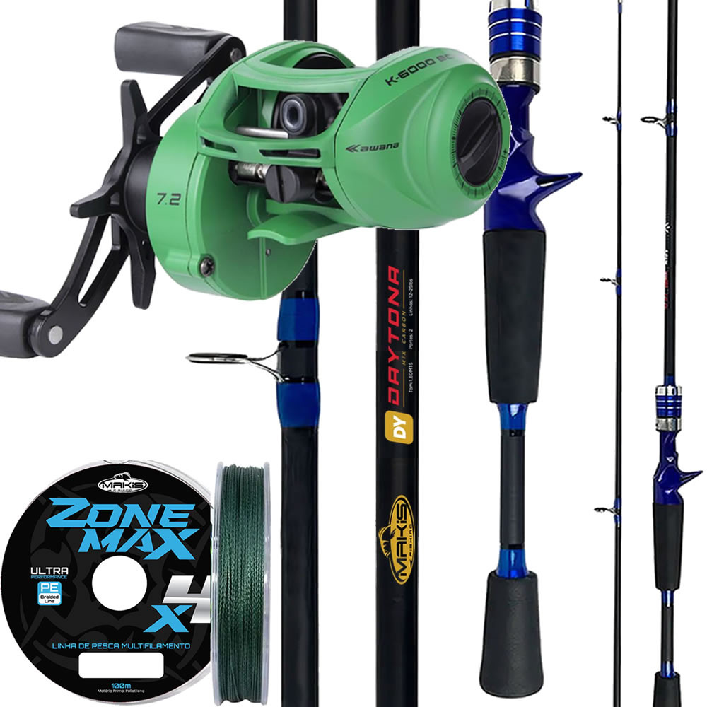 Kit Pesca 15 kg Carretilha Kawana Vara Carbono Robalo Piau em Oferta na Shopee